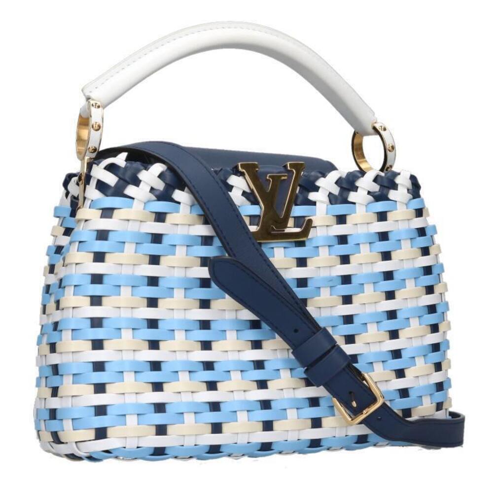 Louis Vuitton Capucines Taurillon leather Handbag white Navy Blue